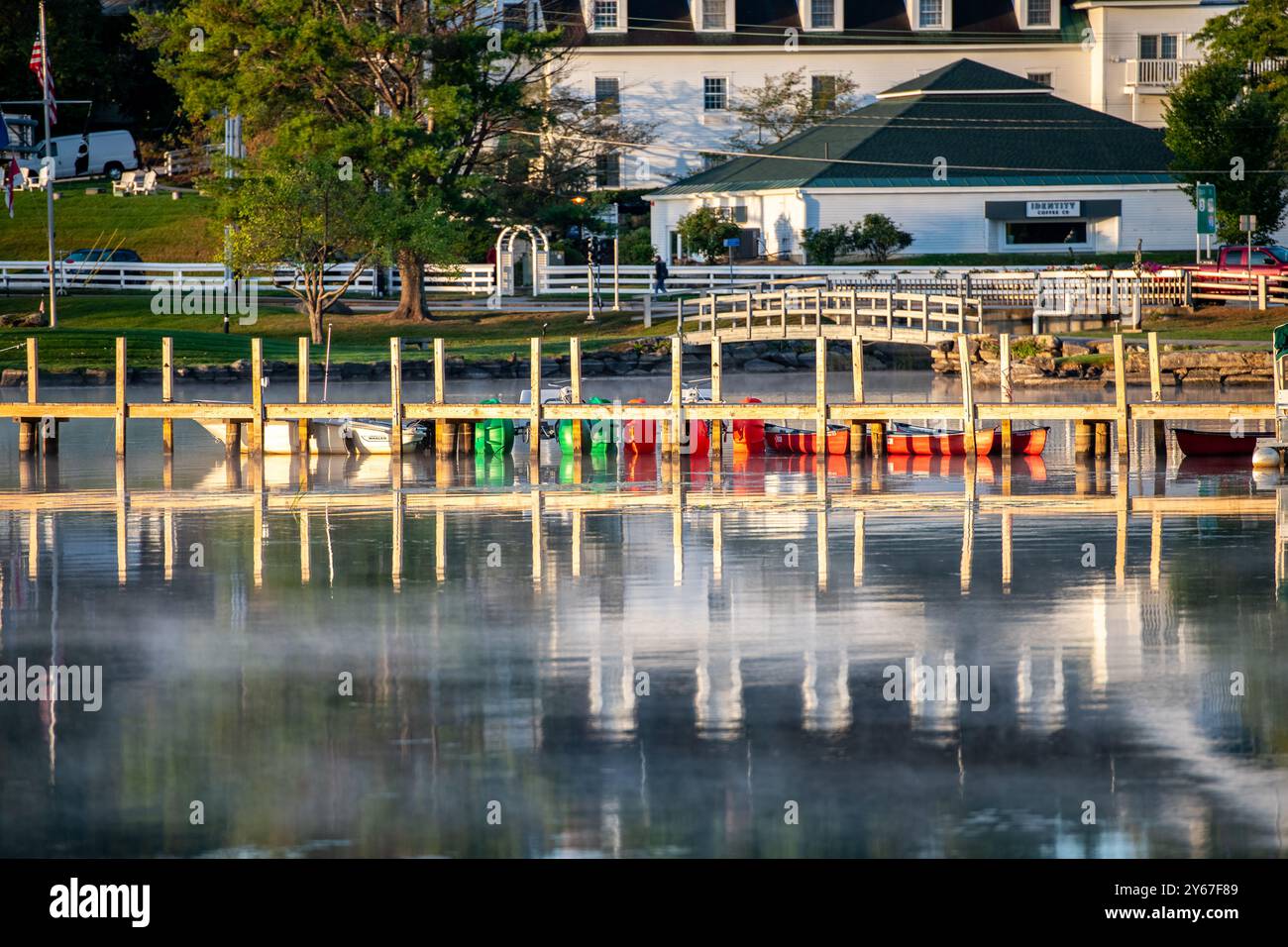 The township of Meredith on lake Winnipesaukee New Hampshire New England USA during the fall when the leaves change colour. High res stock images of N Stock Photo