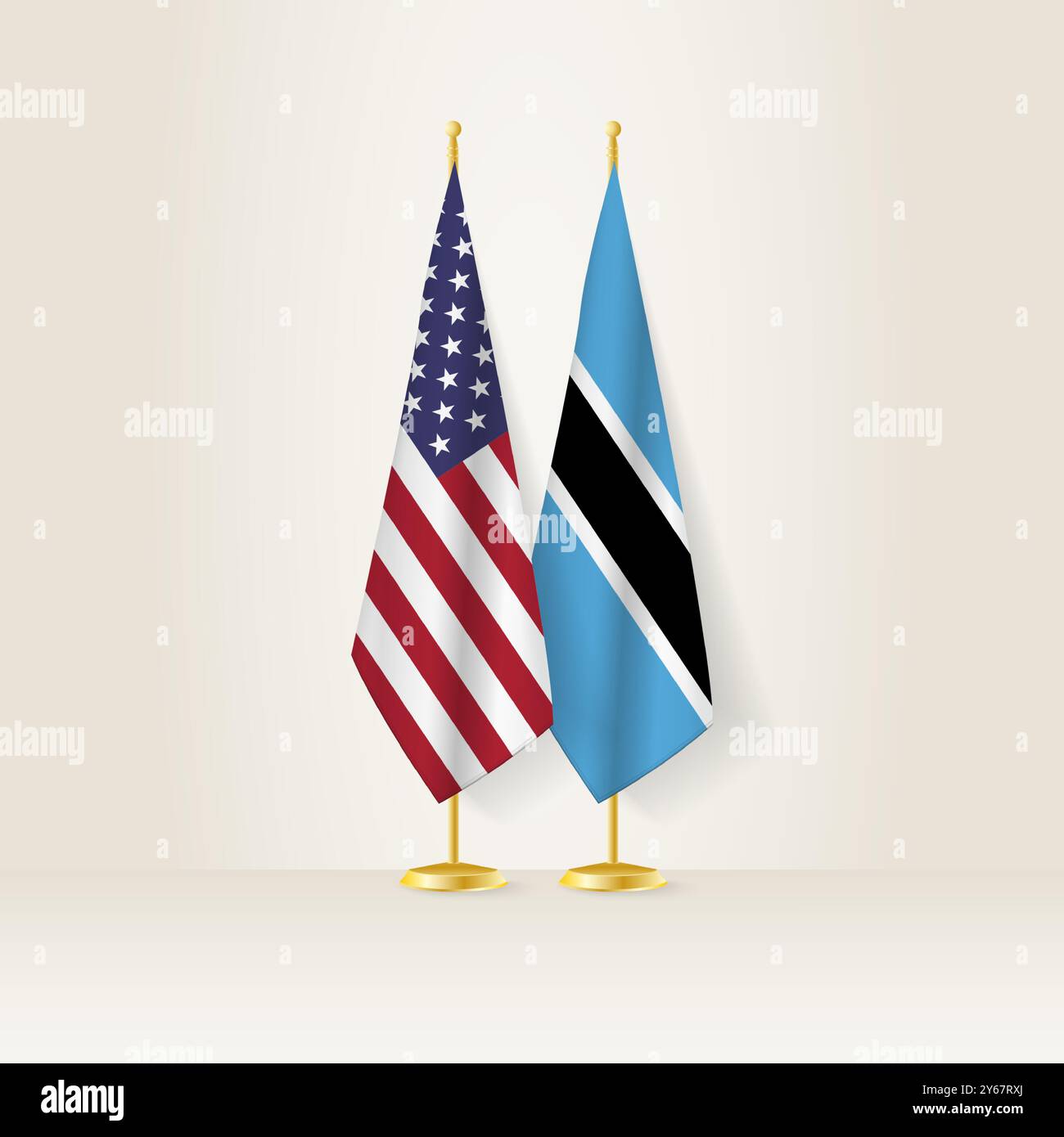 United States and Botswana national flag on a light background. Vector ...