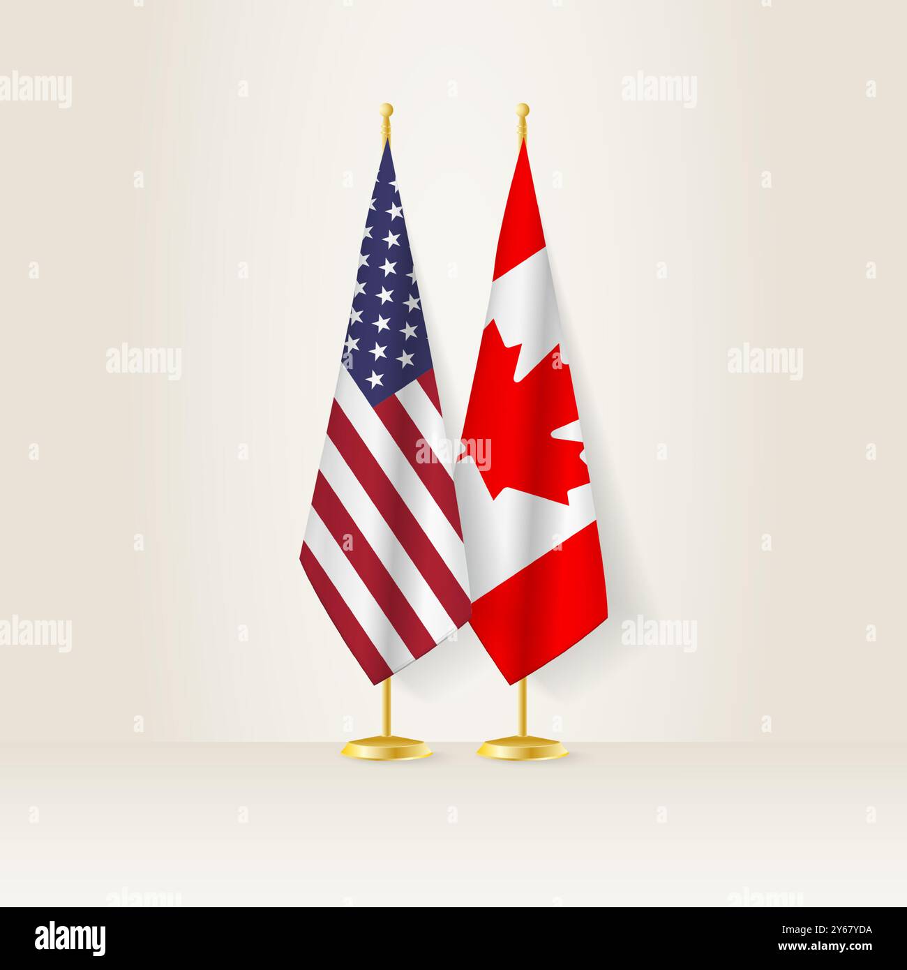 United States and Canada national flag on a light background. Vector ...