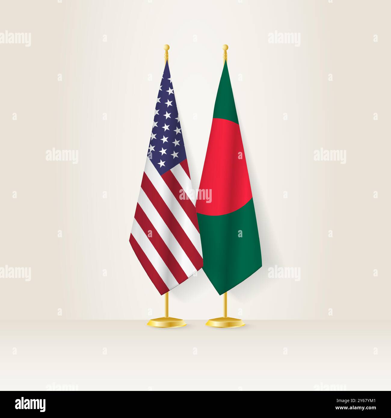 United States and Bangladesh national flag on a light background ...