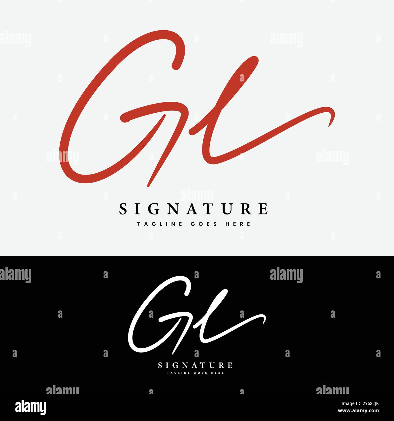 G, L, GL Initial letter logo. Alphabet GL Handwritten Signature logo Stock Vector