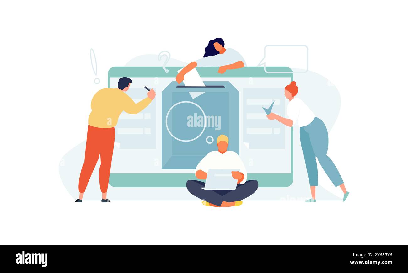 People group online voting election concept. Vector illustration Stock Vector