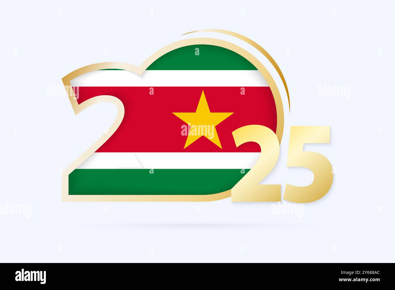 Year 2025 with Suriname Flag pattern. Vector Illustration Stock Vector
