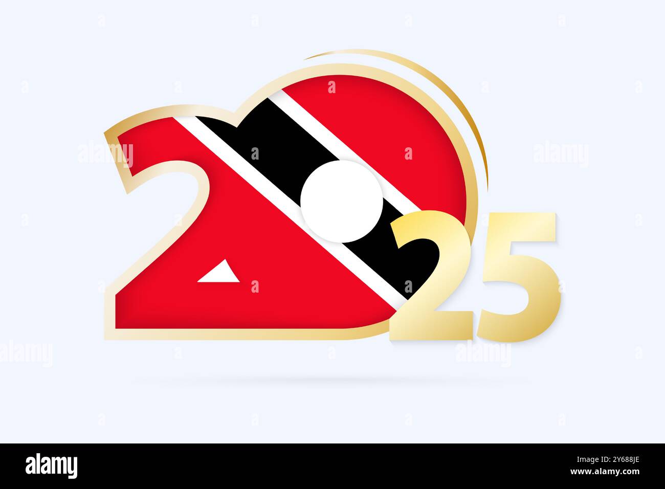 Year 2025 with Trinidad and Tobago Flag pattern. Vector Illustration