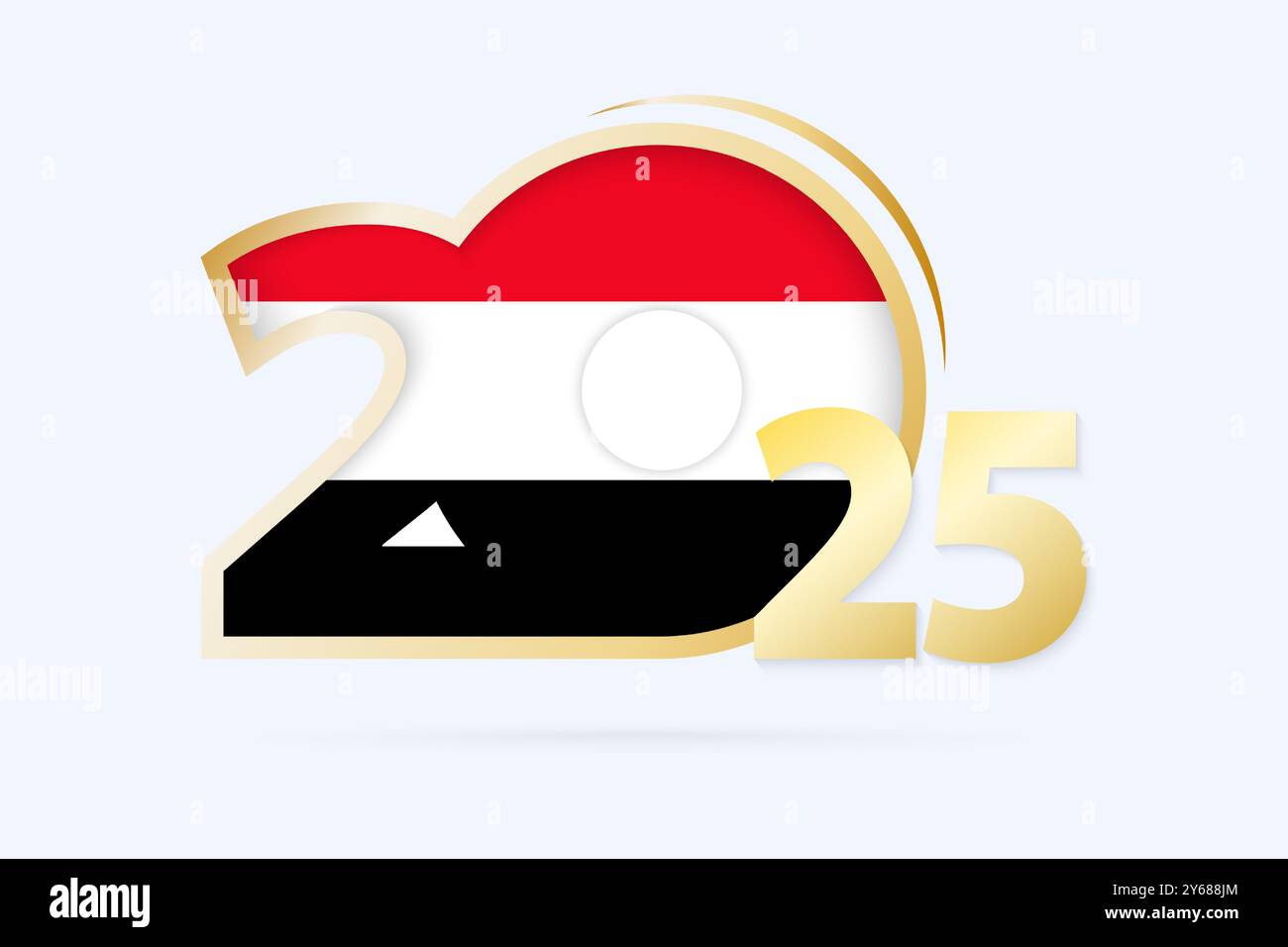 Year 2025 with Yemen Flag pattern. Vector Illustration Stock Vector