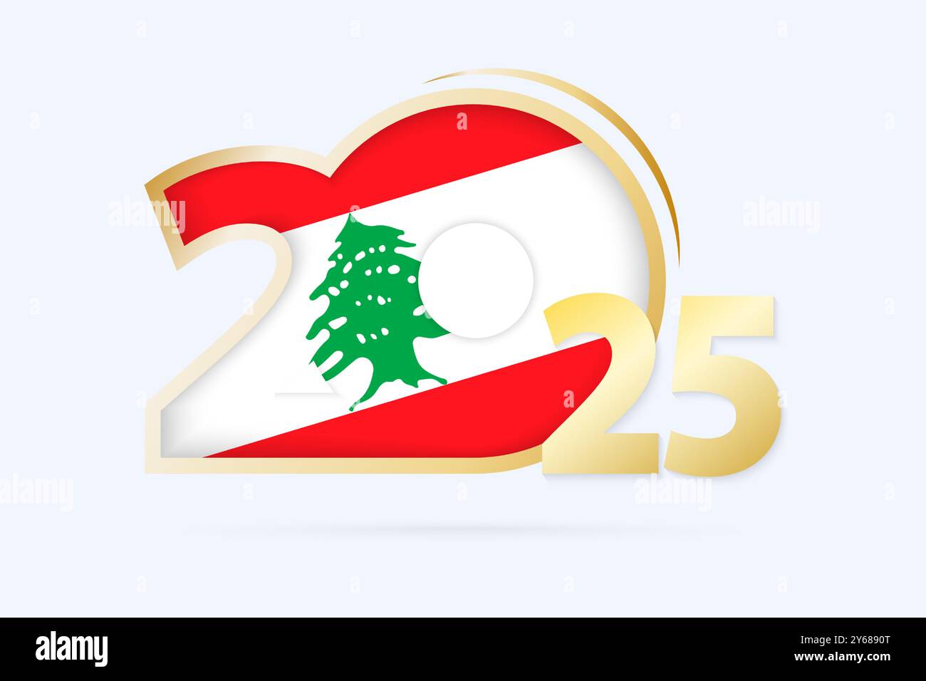 Year 2025 with Lebanon Flag pattern. Vector Illustration Stock Vector