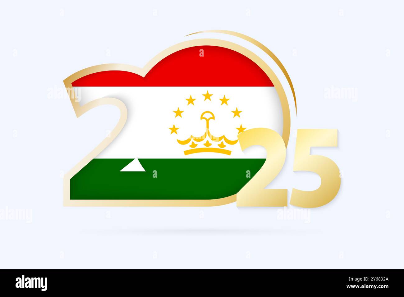 Year 2025 with Tajikistan Flag pattern. Vector Illustration Stock