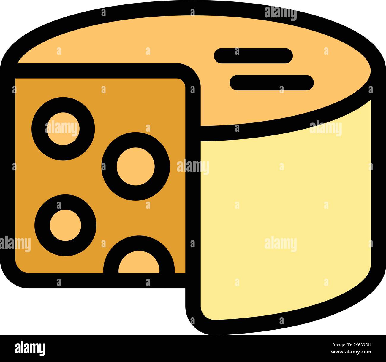 Cartoon illustration of a round piece of swiss cheese being sliced with ...