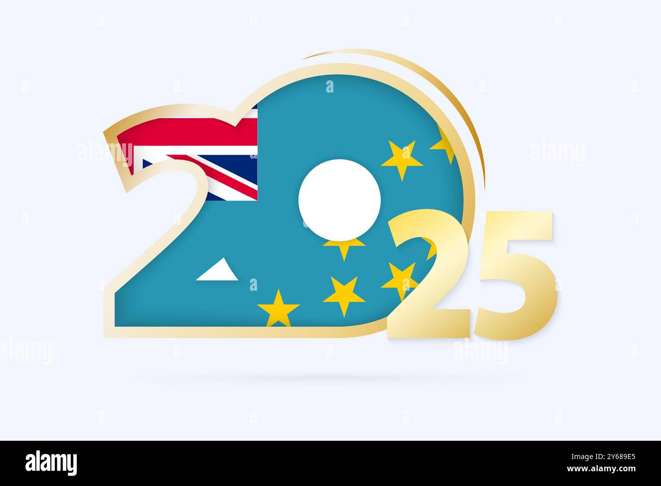 Year 2025 with Tuvalu Flag pattern. Vector Illustration Stock Vector