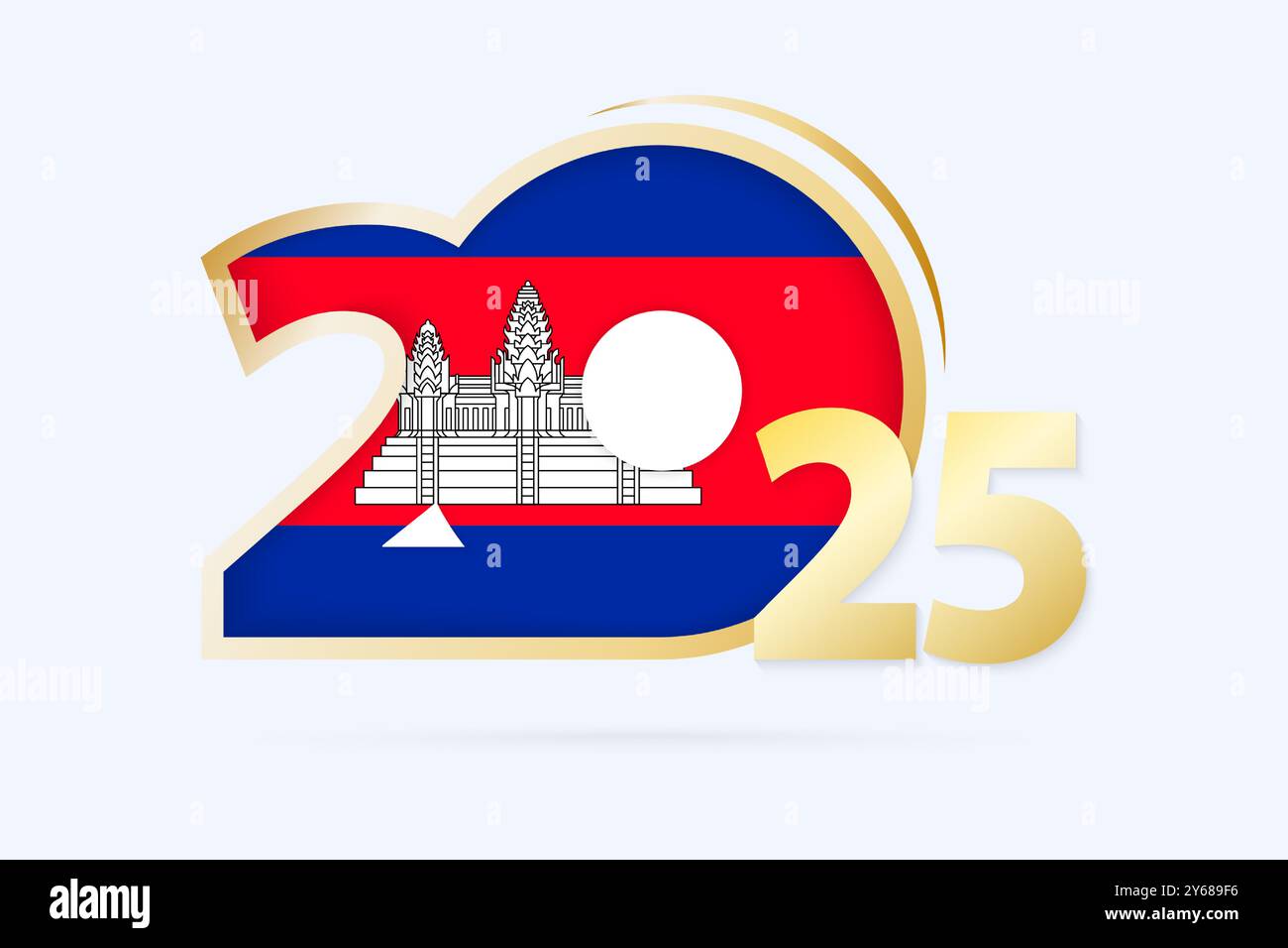 Year 2025 with Cambodia Flag pattern. Vector Illustration. Stock Vector