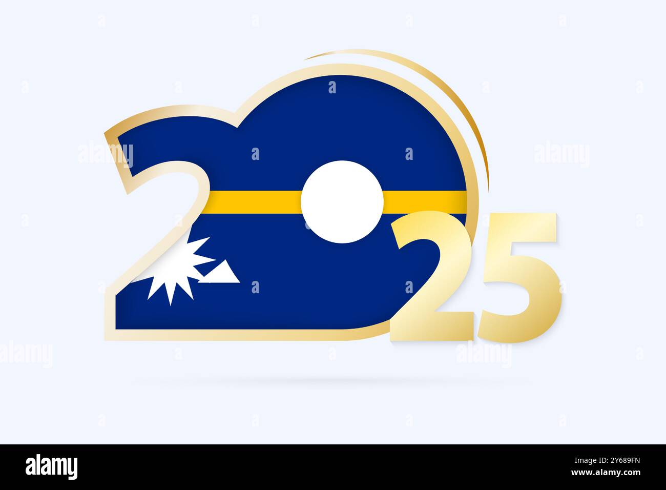 Year 2025 with Nauru Flag pattern. Vector Illustration Stock Vector