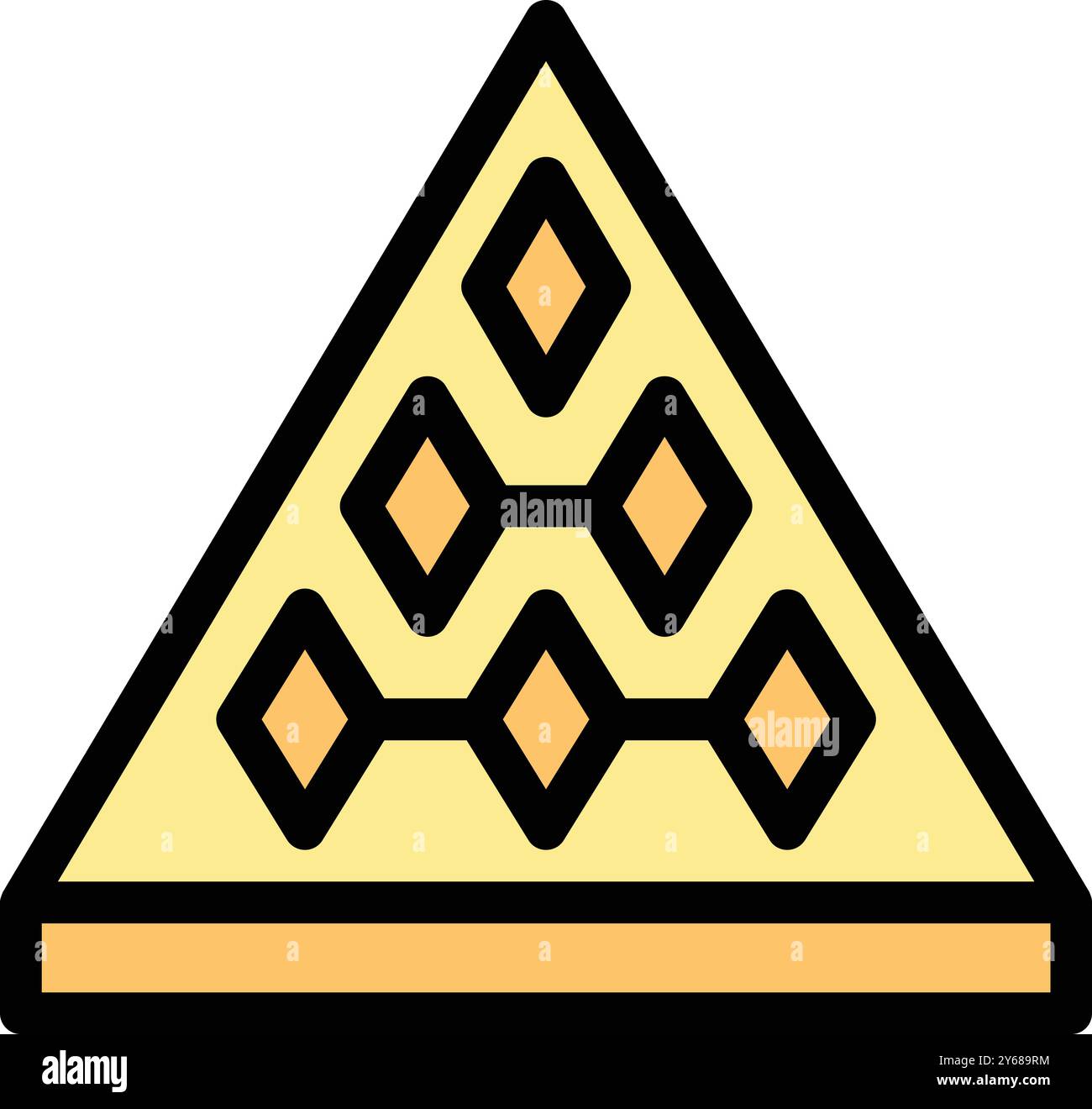 Stylized blockchain technology pyramid icon representing a decentralized network Stock Vector