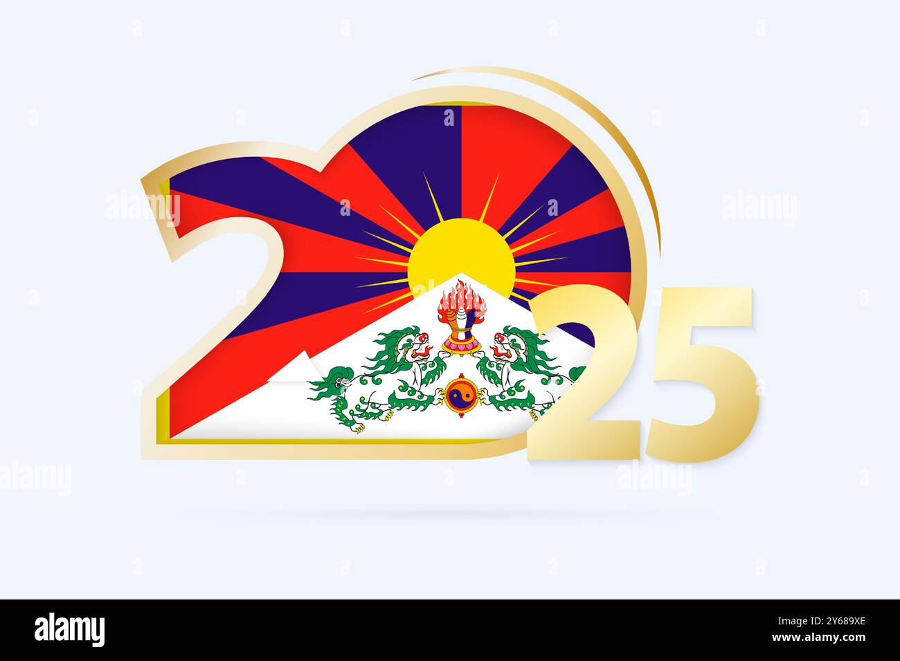 Year 2025 with Tibet Flag pattern. Vector Illustration Stock Vector Image & Art Alamy