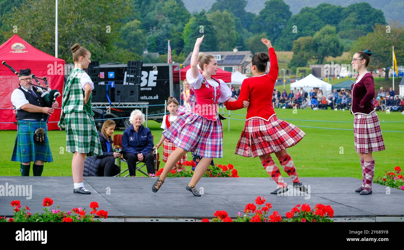 Highland dancing at the Glenurquhart Highland Gathering and Games, Drumnadrochit Stock Photo