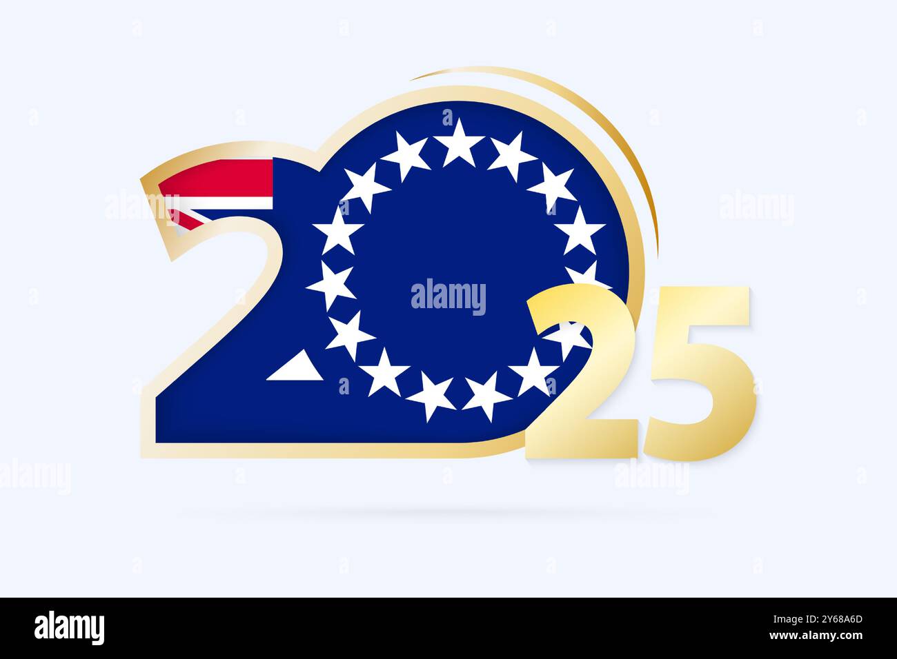 Year 2025 with Cook Islands Flag pattern. Vector Illustration Stock