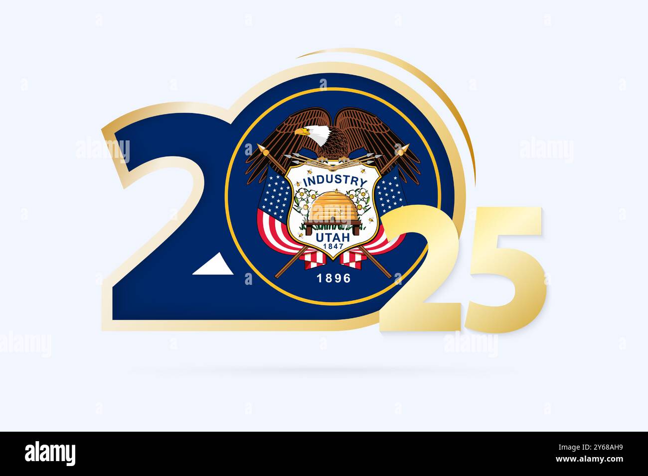Year 2025 with Utah Flag pattern. Vector Illustration Stock Vector Image & Art Alamy