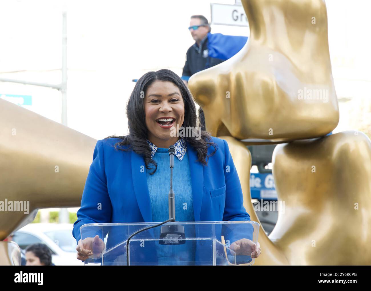 Mayar Modon San Francisco, CA - Dec 15, 2023: Mayor London Breed speaking at the ...
