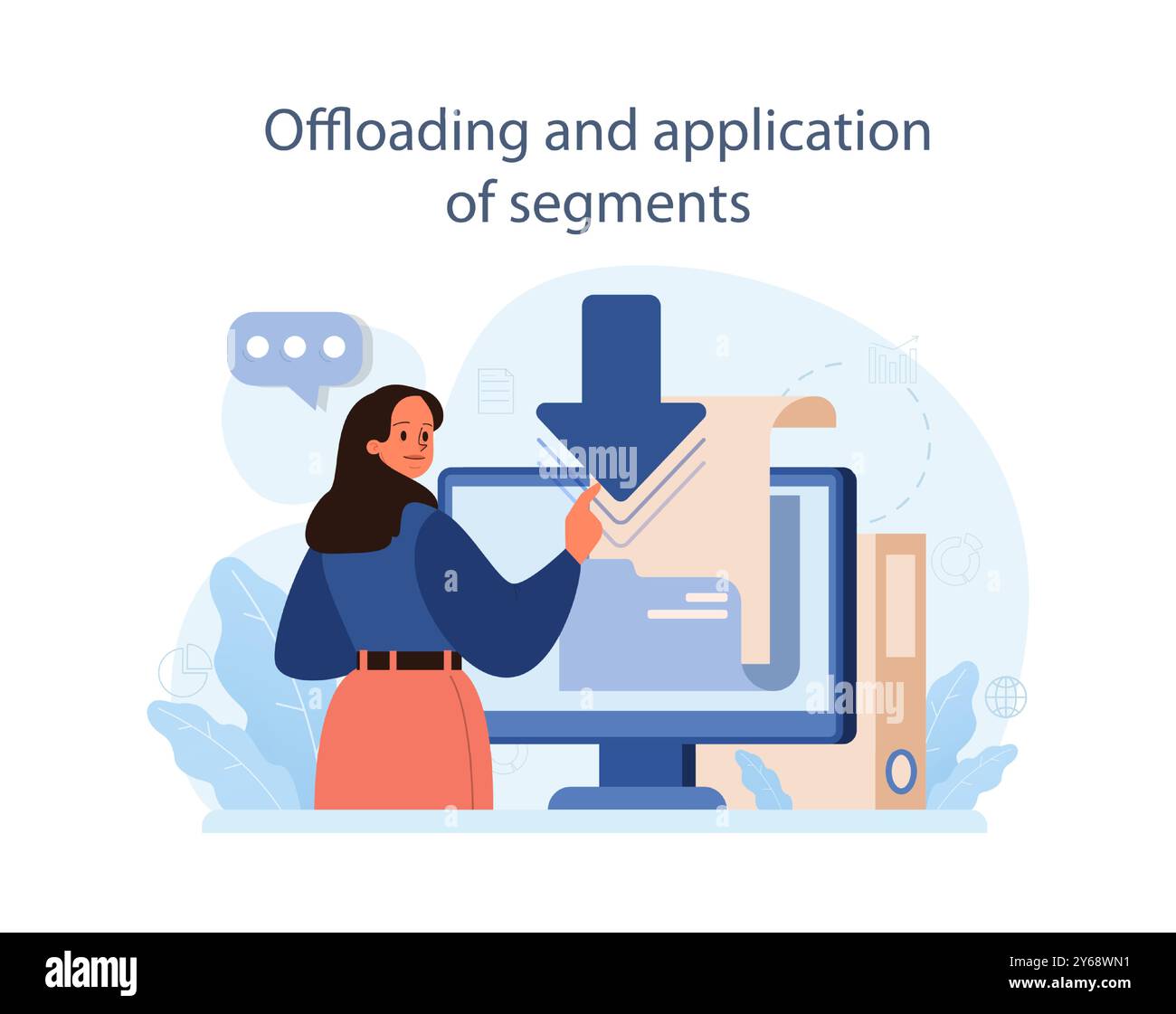 Predictive analytics. Process of using and processing data to forecast future outcome. Business ideas or decisions development. Offloading and application of segments. Flat vector illustration Stock Vector