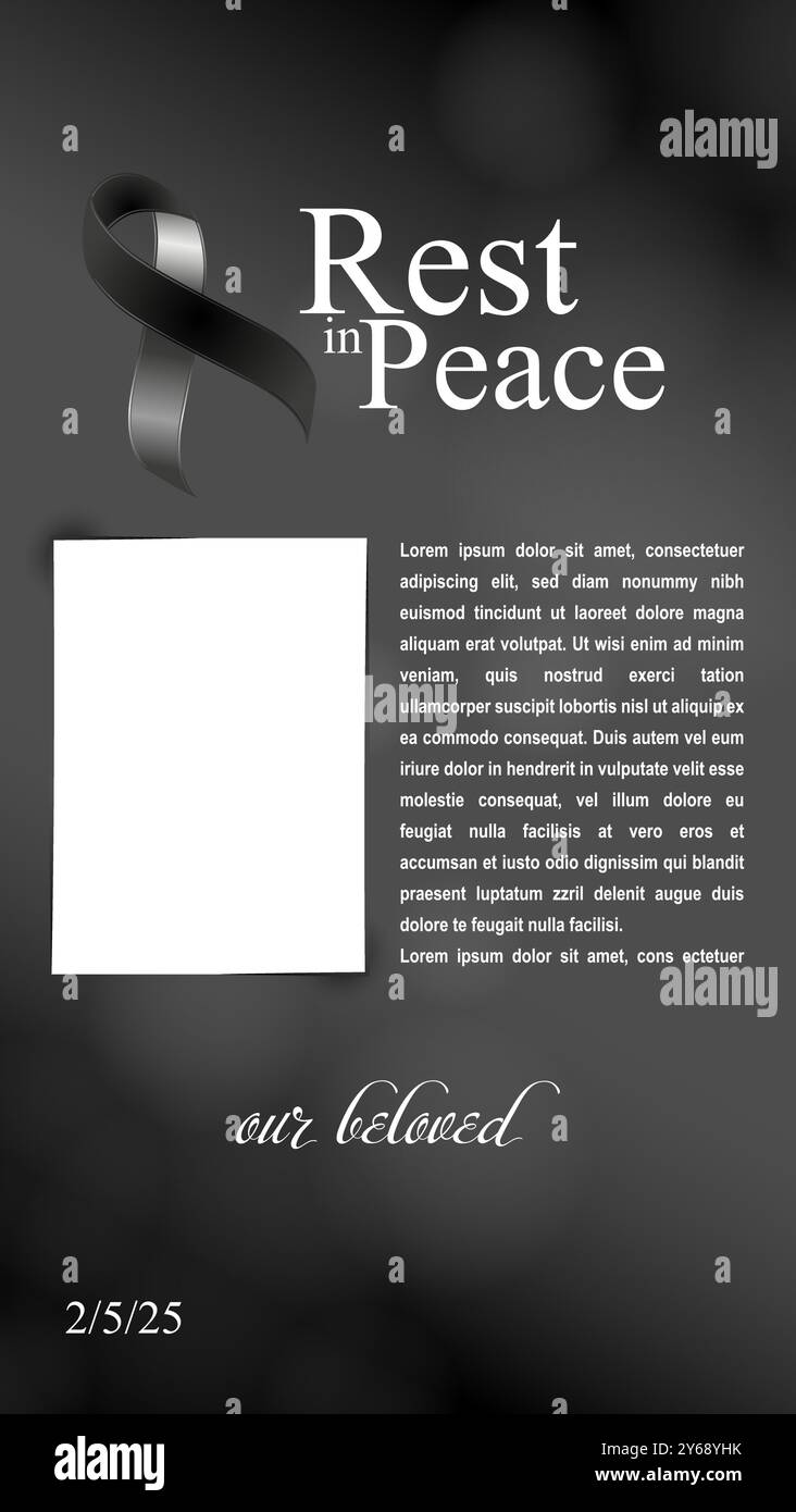 Rest in peace mourning concept background Stock Vector