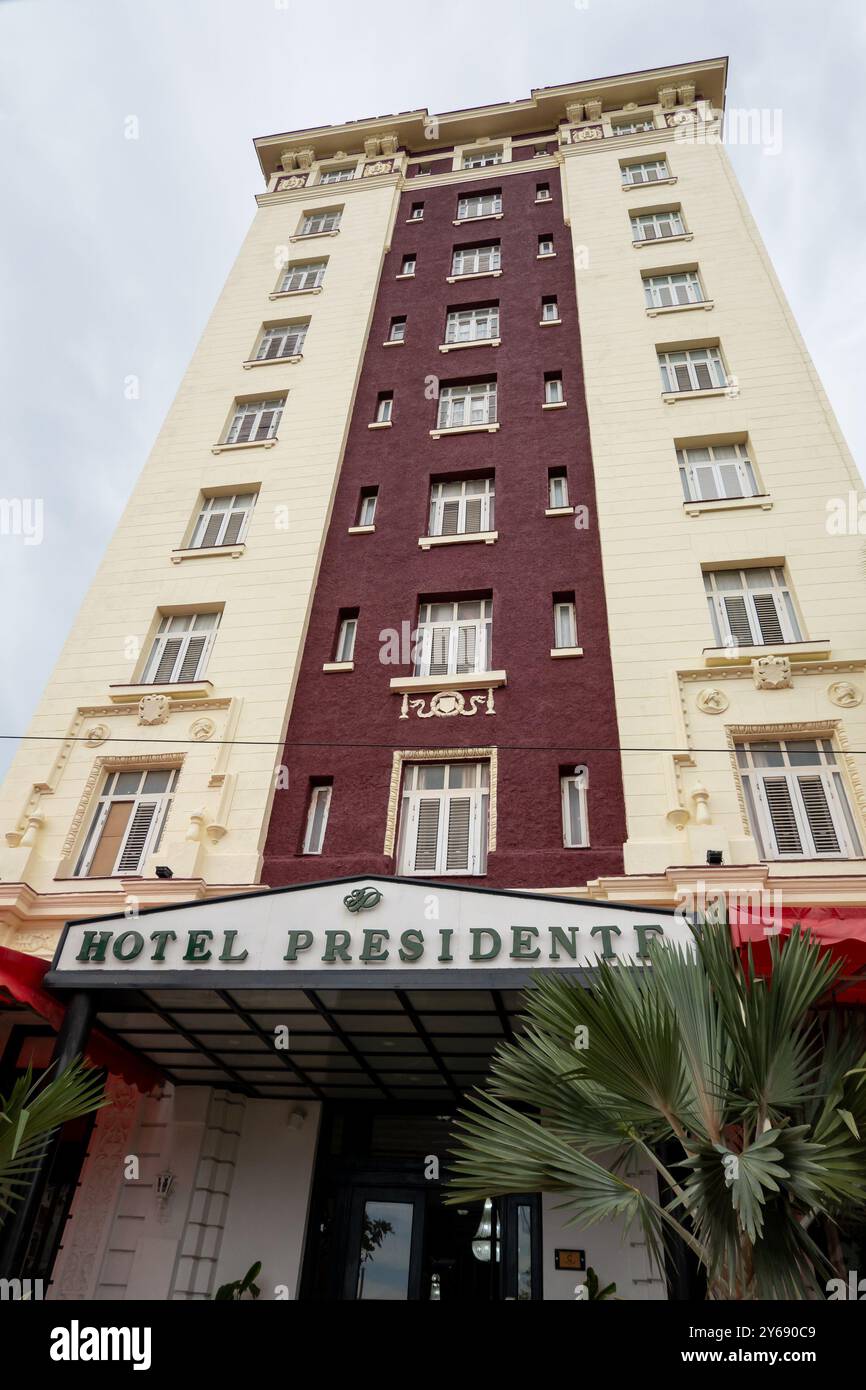 HAVANA, CUBA - AUGUST 28, 2023: Hotel Presidente in Havana, Cuba, vertical image Stock Photo