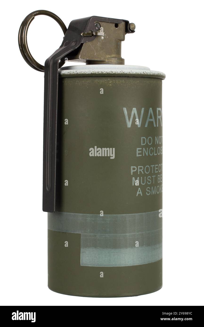 smoke hand grenade isolated on white background Stock Photo - Alamy