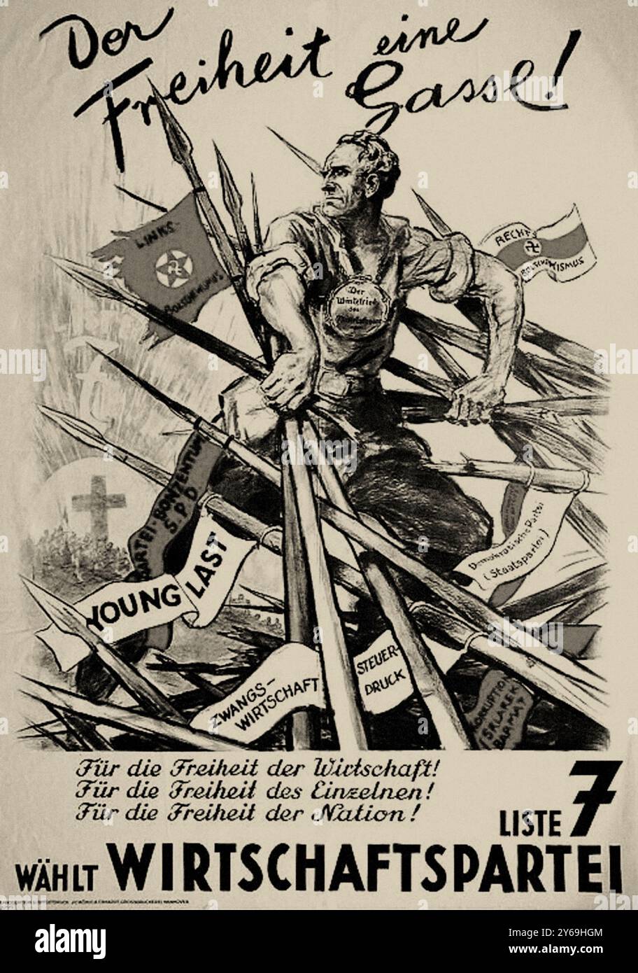 A path to freedom! Election poster of the Economic Party for the Reichstag election. Museum: PRIVATE COLLECTION. Author: ANONYMOUS. Stock Photo