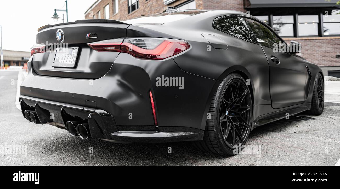 Seattle, WA, USA -July 22, 2024: Matte Black BMW M4 Competition. BMW ...