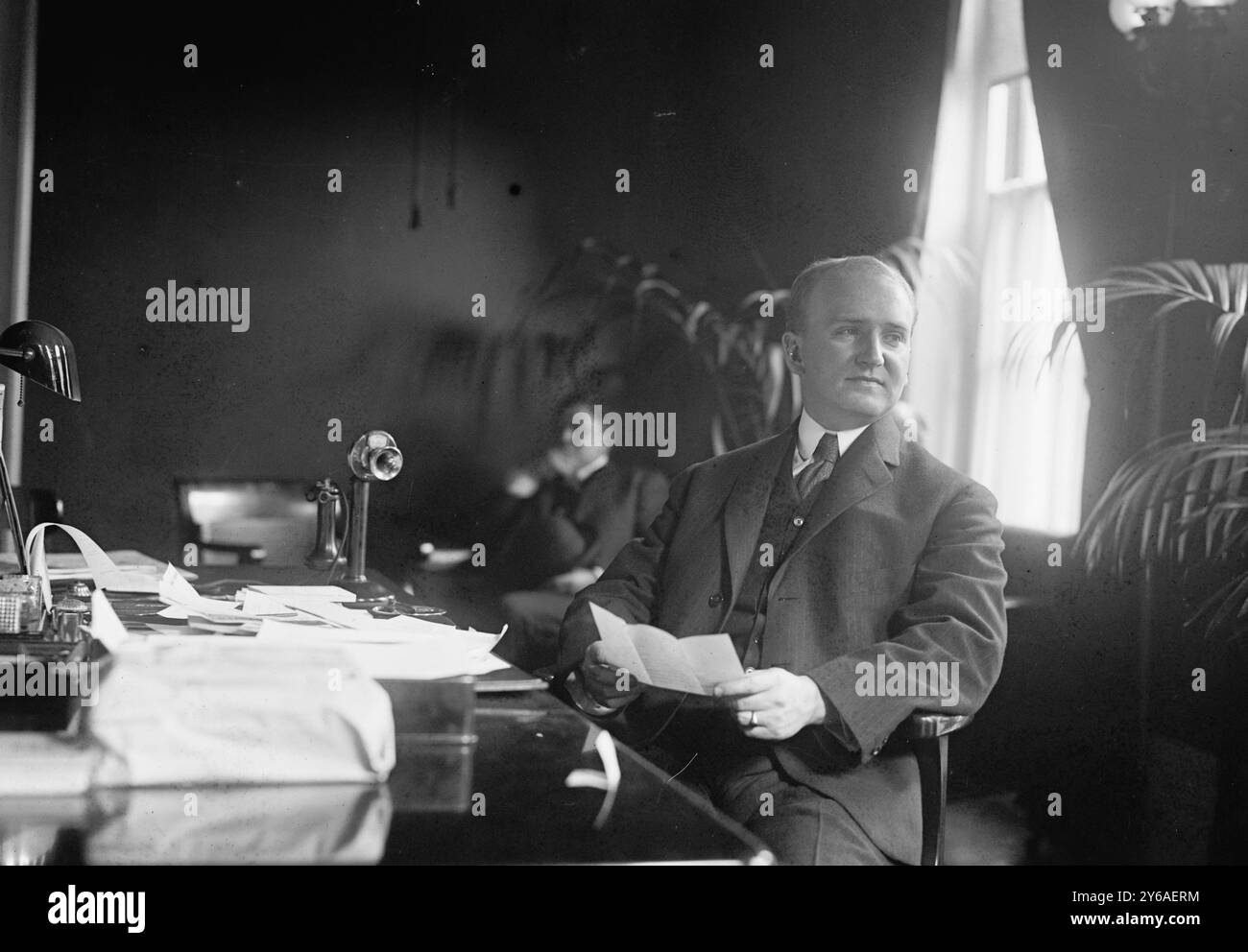 J.P. Tumulty, White House, Photo shows Joseph Patrick Tumulty (1879-1954), Private Secretary to Governor and then President Woodrow Wilson from 1911 to 1921., 1913 March 10, Glass negatives, 1 negative: glass; 5 x 7 in. or smaller. Stock Photo