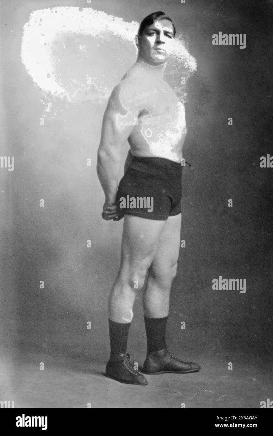 Chas. Cutler, Photograph shows Charles Cutler (Cuttler) (1884-1952) a professional wrestler and American Heavyweight Champion., between ca. 1910 and ca. 1915, Glass negatives, 1 negative: glass; 5 x 7 in. or smaller. Stock Photo