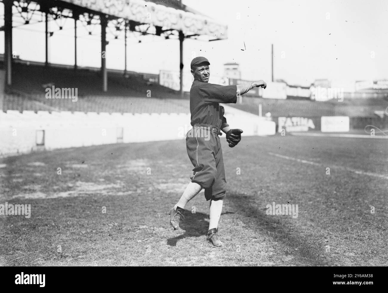 Morrie Rath, Chicago AL (baseball), Photo shows baseball player Morris Charles Rath at the Polo Grounds, New York City., 1913, Glass negatives, 1 negative: glass; 5 x 7 in. or smaller. Stock Photo