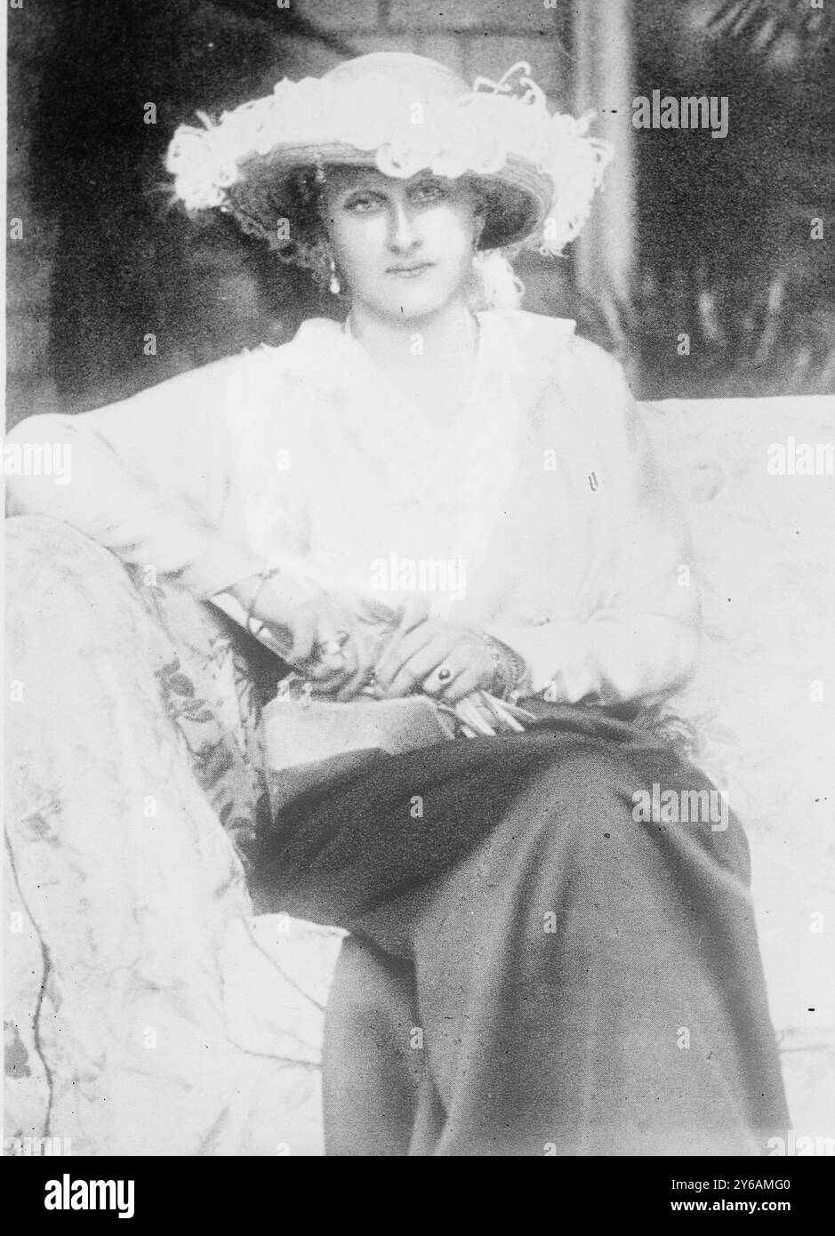 Bride of ex king Manuel, Photo shows German Princess Augusta Victoria of Hohenzollern (1890-1966) who married King Manuel II of Portugal in 1913, after he had been deposed in 1910., between ca. 1910 and ca. 1915, Glass negatives, 1 negative: glass; 5 x 7 in. or smaller. Stock Photo