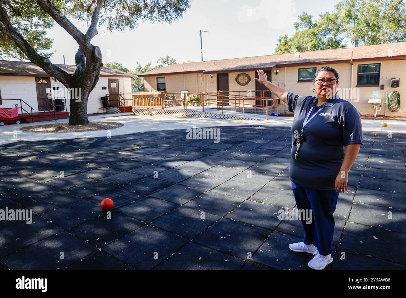 Wimauma, Florida, USA. 24th Sep, 2024. Macrina Vega, an area coordinator for RCMA, gives a tour of the Redlands Christian Migrant Association's childcare and early education facility on Tuesday, Sept. 24, 2024, in Wimauma. (Credit Image: © Jefferee Woo/Tampa Bay Times via ZUMA Press Wire) EDITORIAL USAGE ONLY! Not for Commercial USAGE! Stock Photo