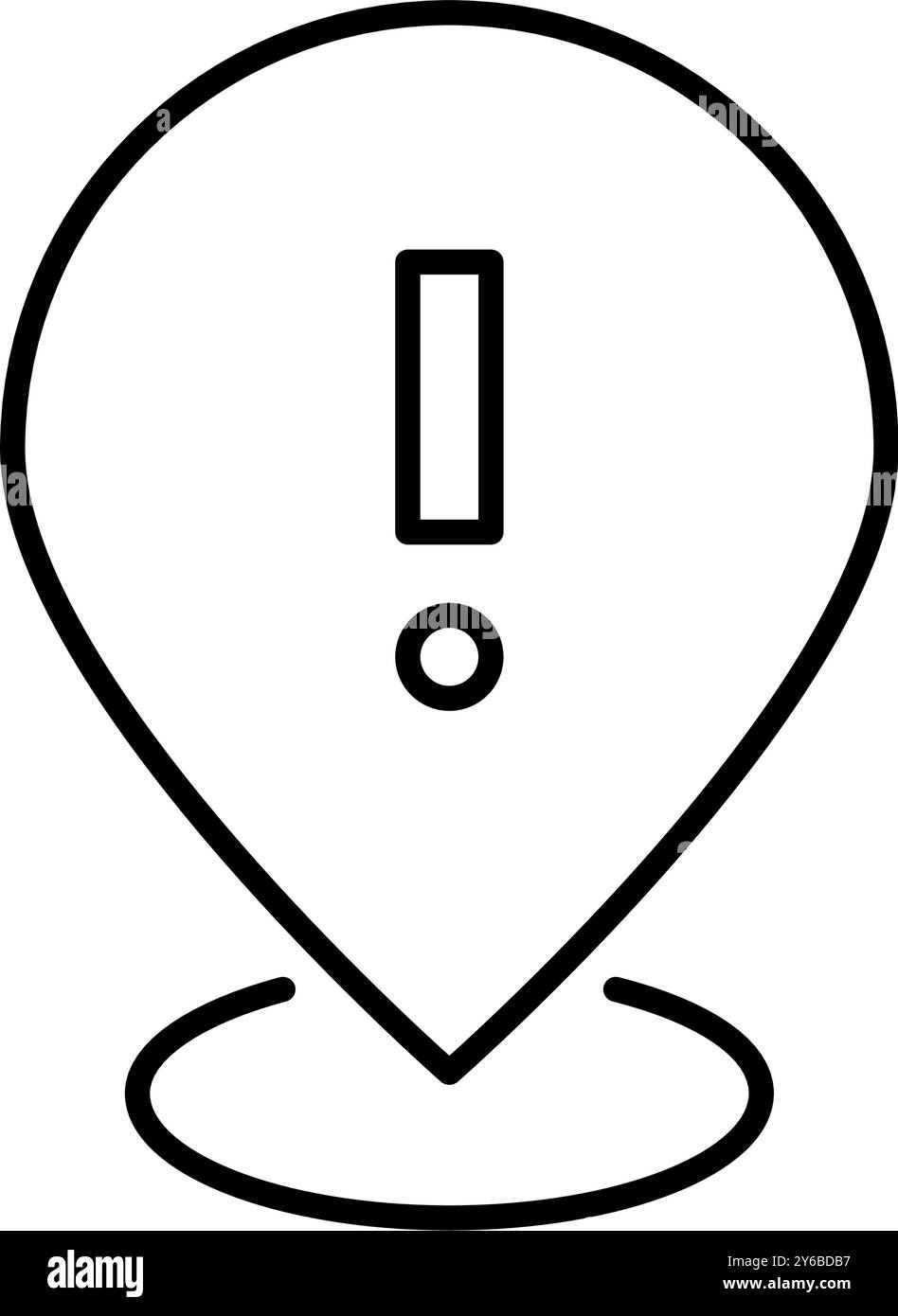 Map pointer with exclamation mark. Attention required. Urgent location alert. Pixel perfect, editable stroke vector icon Stock Vector