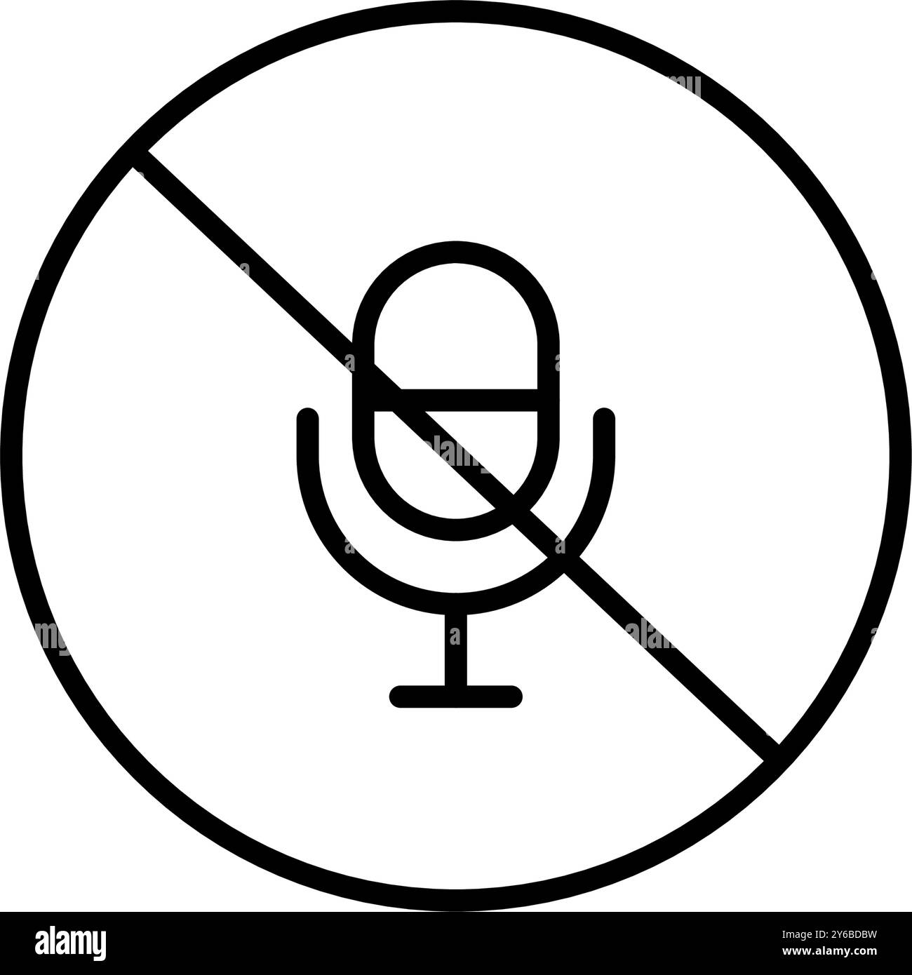 Muted microphone, silence mode. Recording disabled. Pixel perfect, editable stroke vector icon Stock Vector
