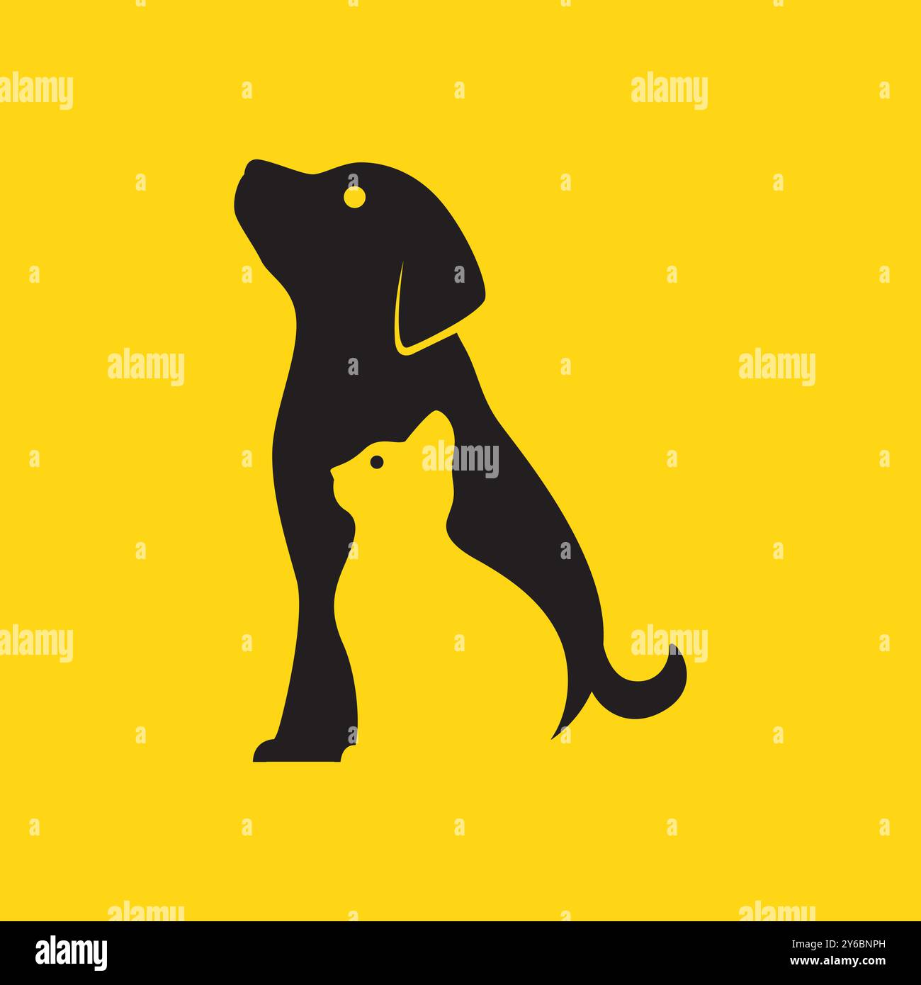 dog and cat pets modern minimal simple mascot logo vector icon ...