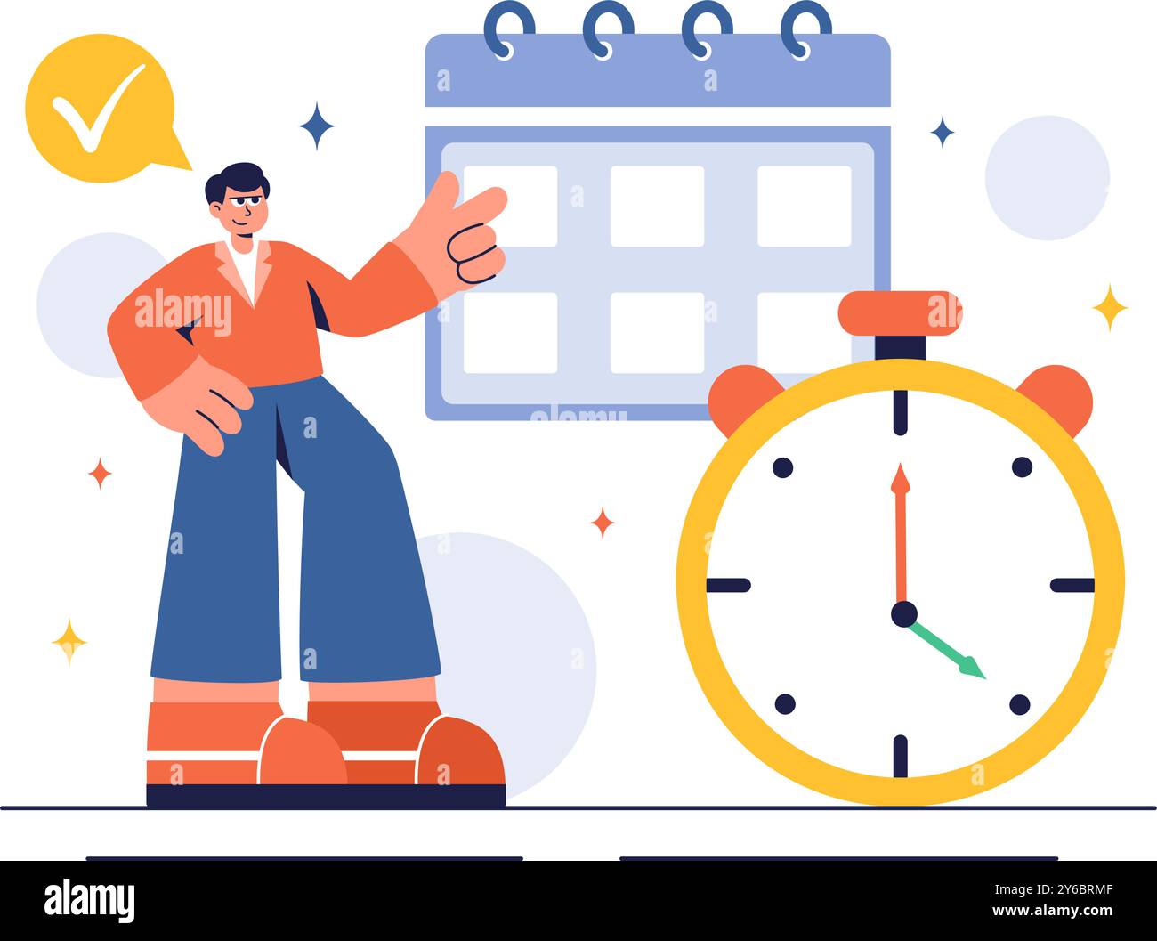 Vector Illustration of Time Management with Clock Settings, Task ...