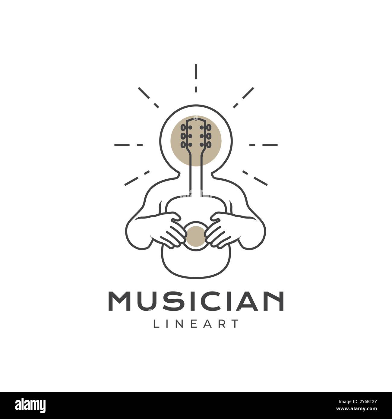 guitarist musician art minimalist lines modern song concert shine mascot logo icon vector illustration Stock Vector