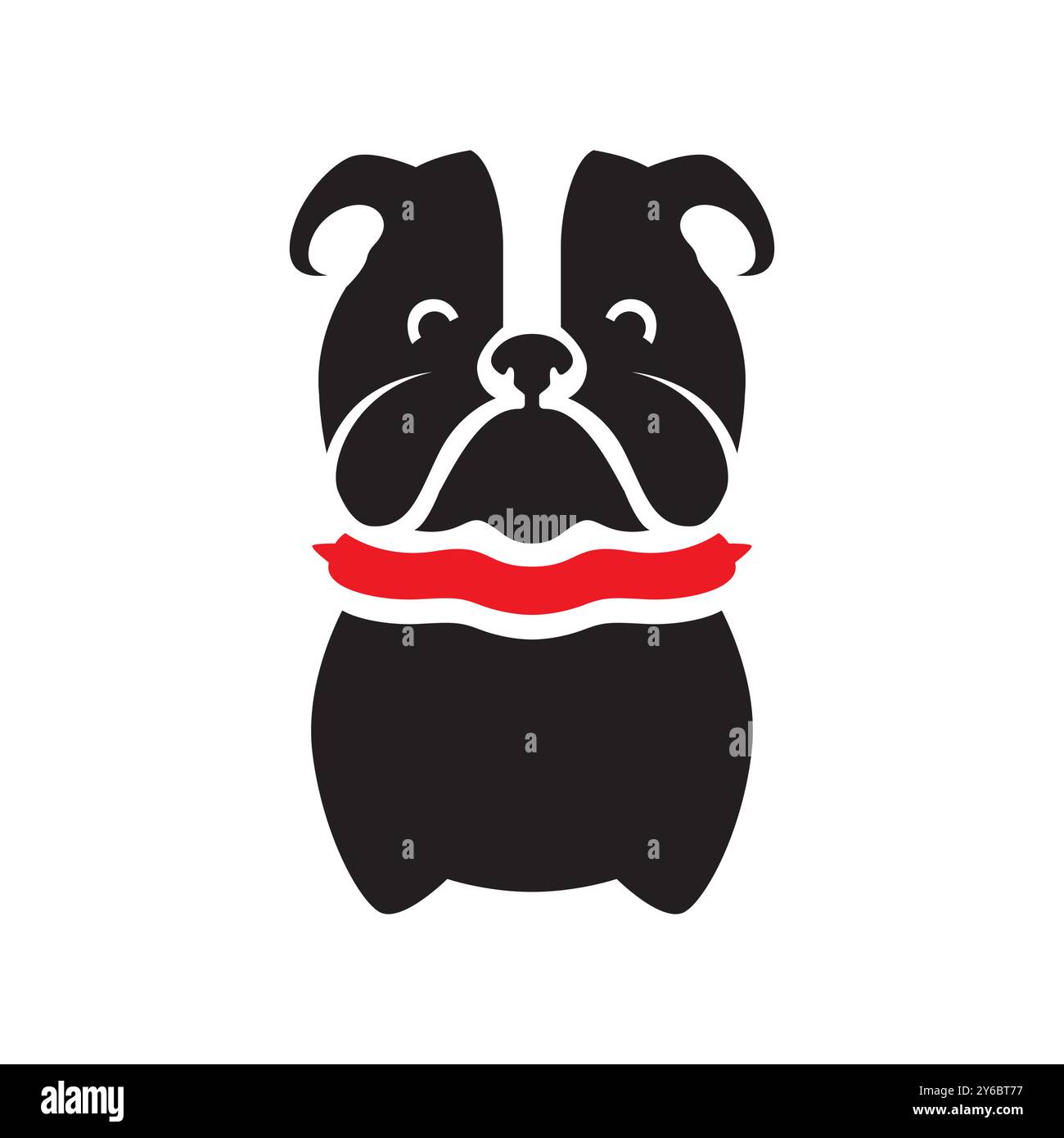 bulldog puppy dog cute mascot black simple cartoon minimal logo icon vector illustration Stock Vector