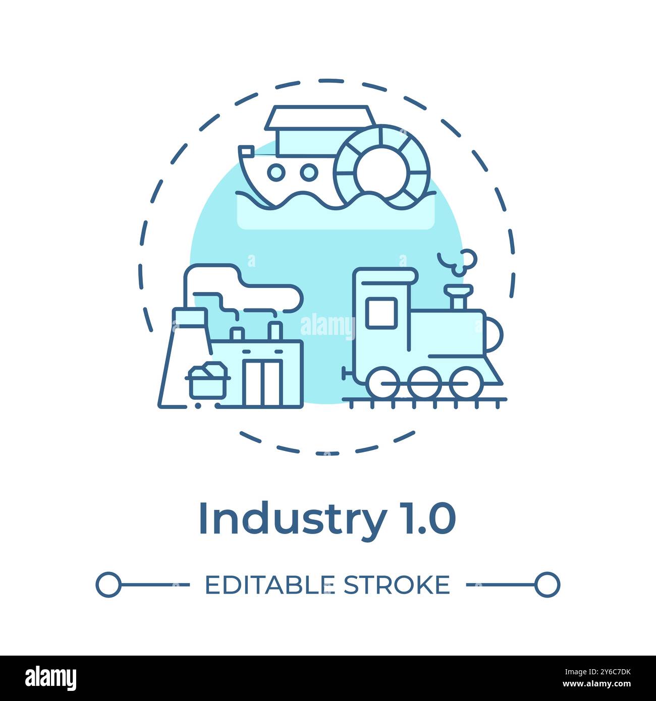 Industry 1.0 soft blue concept icon Stock Vector
