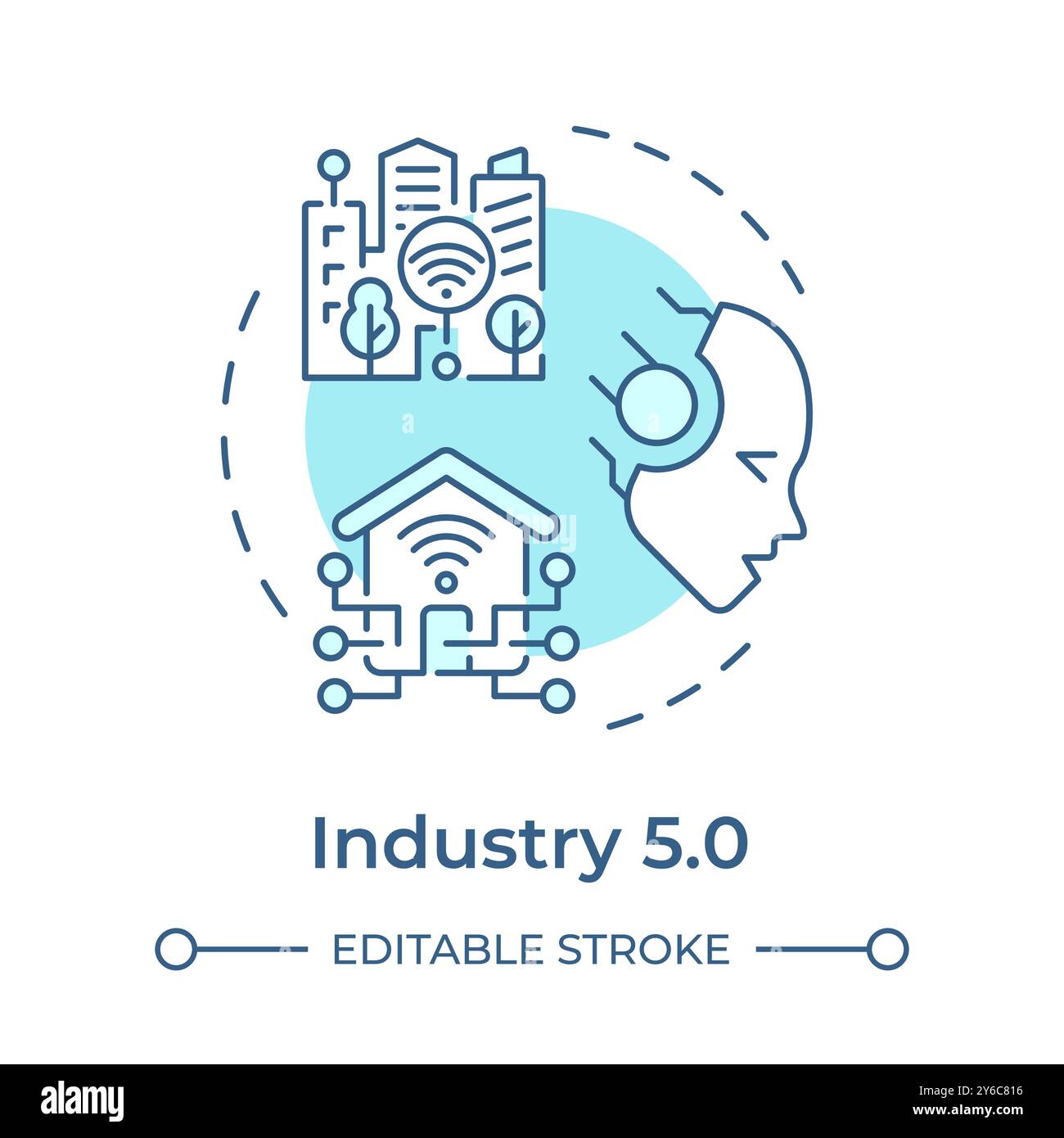 Industry 5.0 soft blue concept icon Stock Vector Image & Art - Alamy