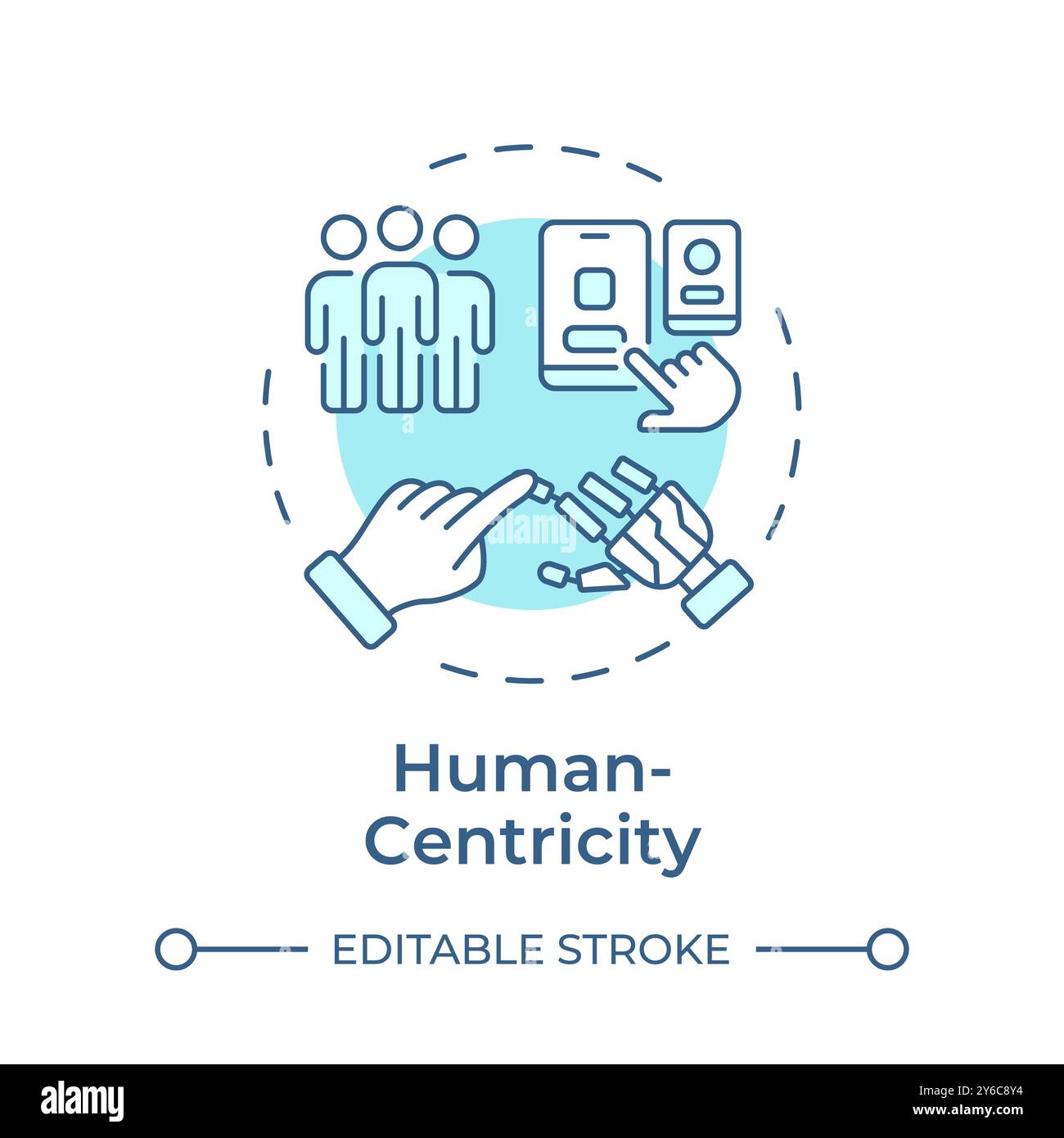 Human-centricity soft blue concept icon Stock Vector