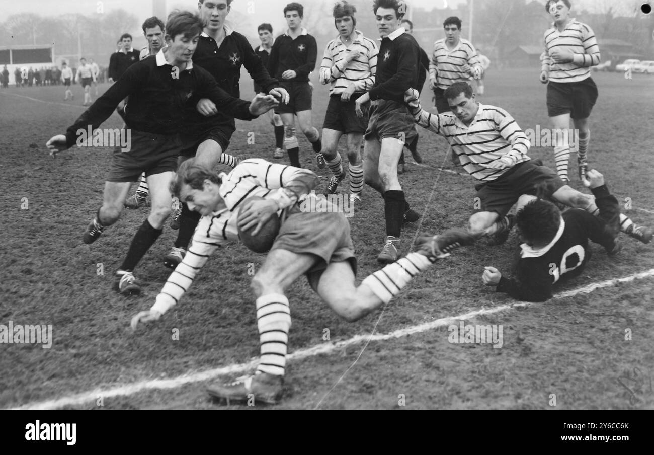 RUGBY BARTS V CHARING X CROSS HOSPITAL CUP IN RICHMOND ; 9 JANUARY 1964 ...