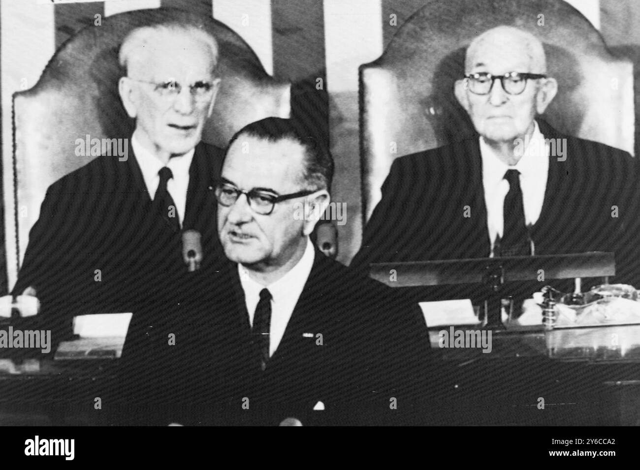 US AMERICAN PRESIDENT LYNDON B JOHNSON SPEAKS STATE OF UNION MESSAGE IN ...