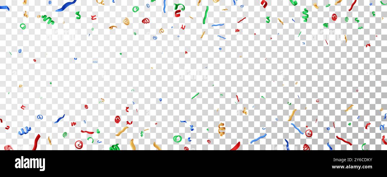 3D color party confetti on transparent background Stock Vector Image ...