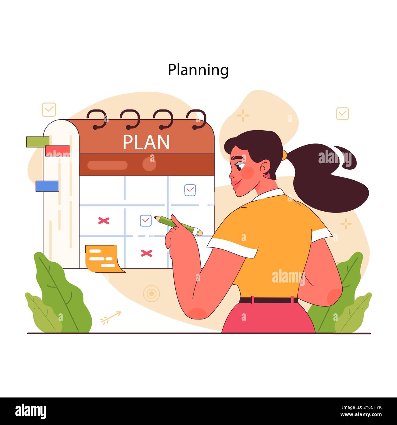 Planning and organization of tasks on board. Character planning or ...