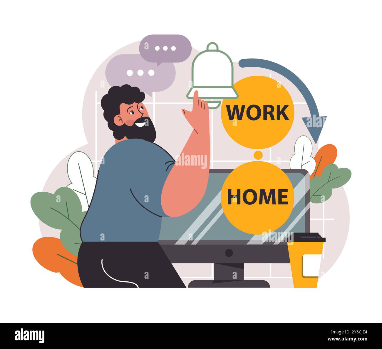 Hybrid work. Characters with a flexible schedule, working from office ...