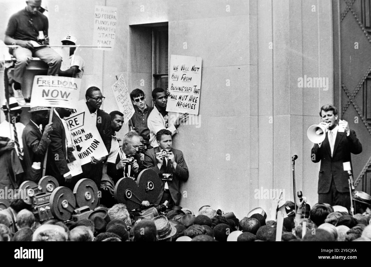 ROBERT KENNEDY ADDRESSING CIVIL RIGHTS DEMONSTRATION IN WASHINGTON ...