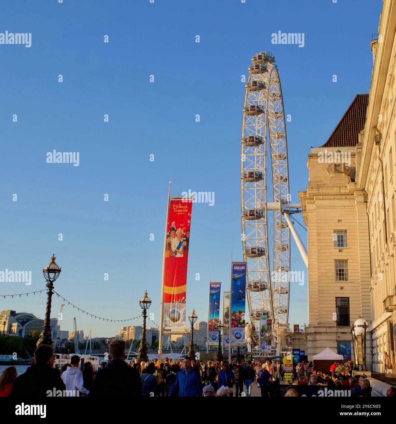 London Eye and County Hall, South Bank, Lambeth, London, England Stock ...