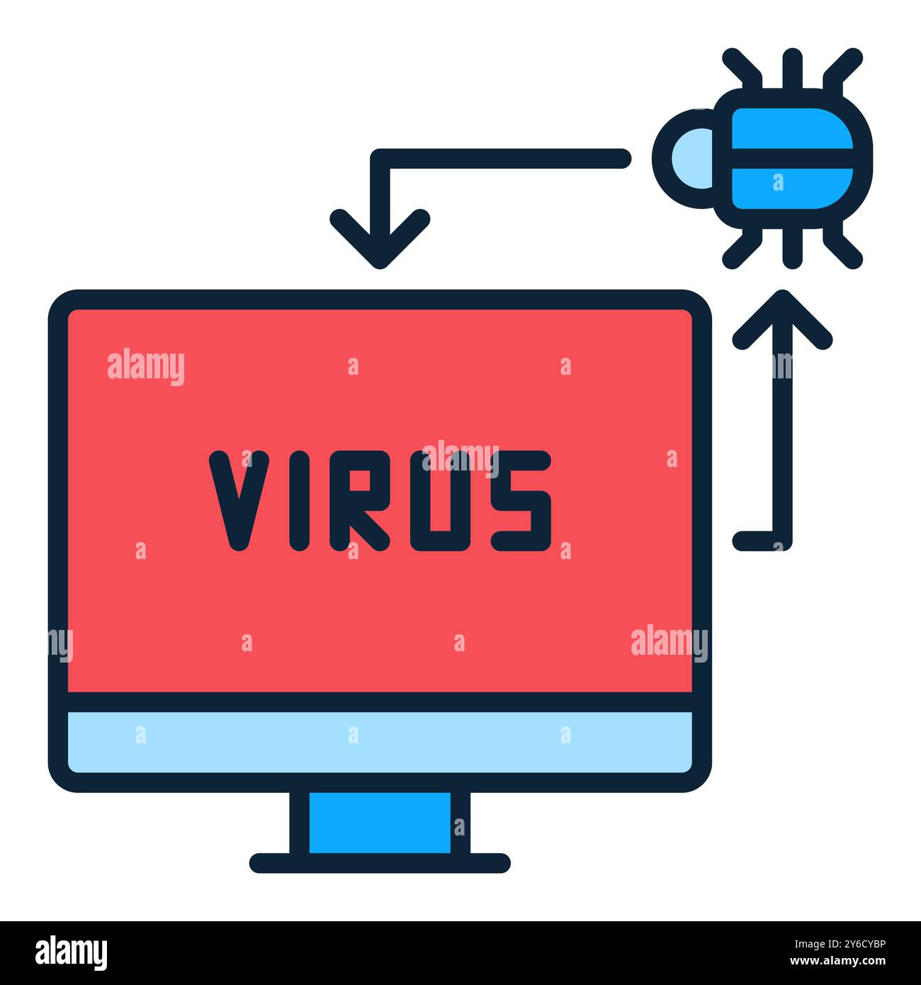 Bug inside Computer vector PC Viruses concept colored icon or sign Stock Vector