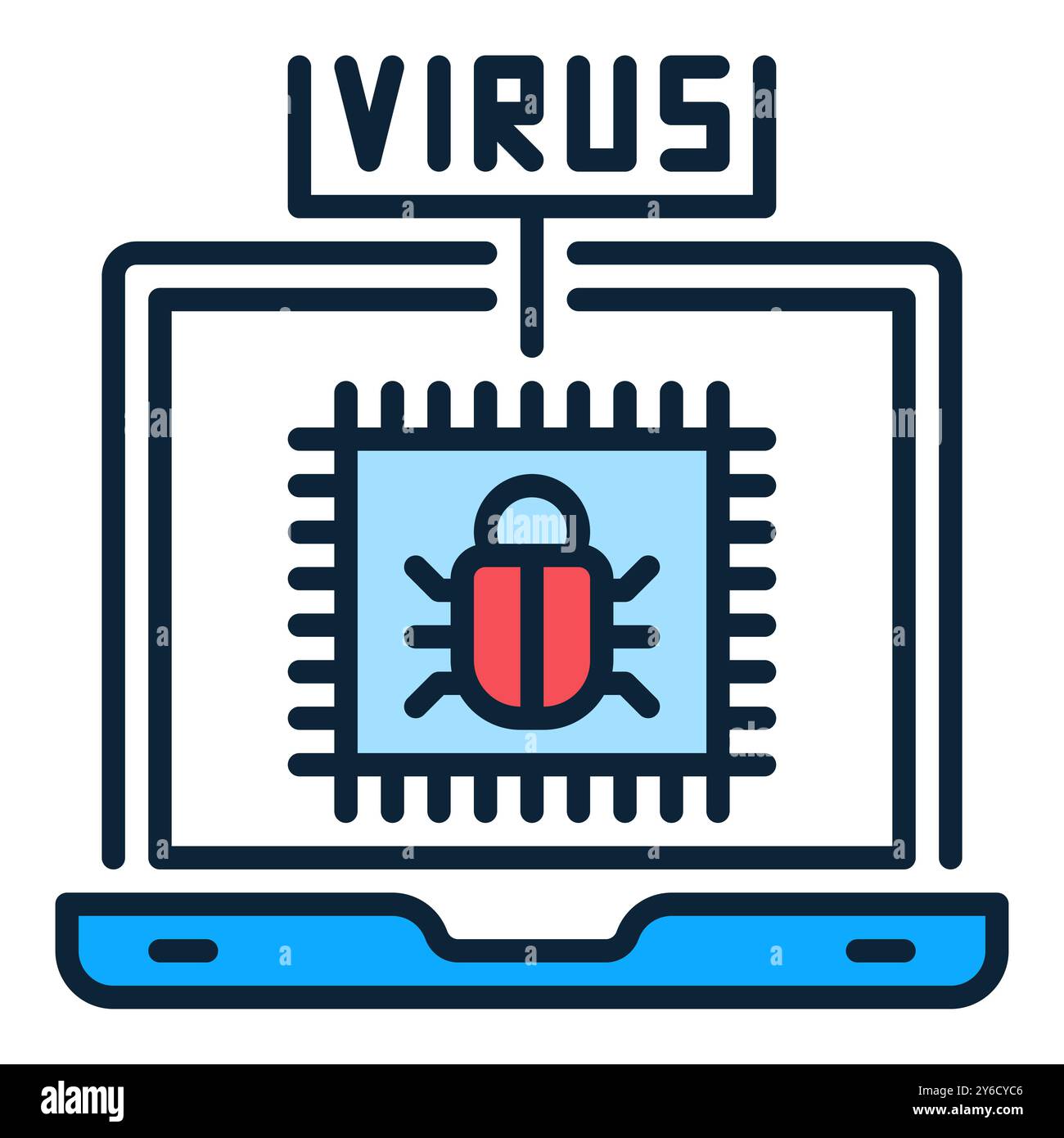 Laptop with PC Viruses vector concept colored icon or sign Stock Vector ...